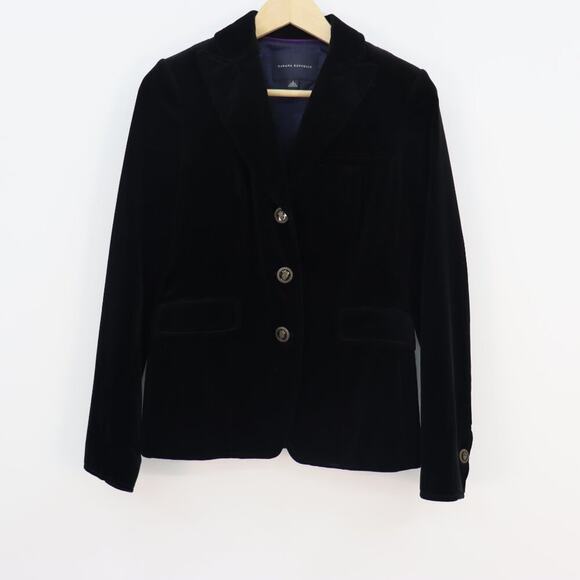 Academia Banana Republic Black Velvet Blazer with Gold Coat of Arms Buttons 4 - Picture 12 of 15